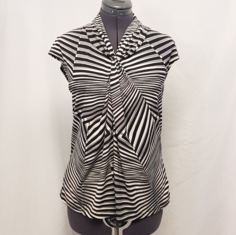 Black, grey and white, vintage blouse.